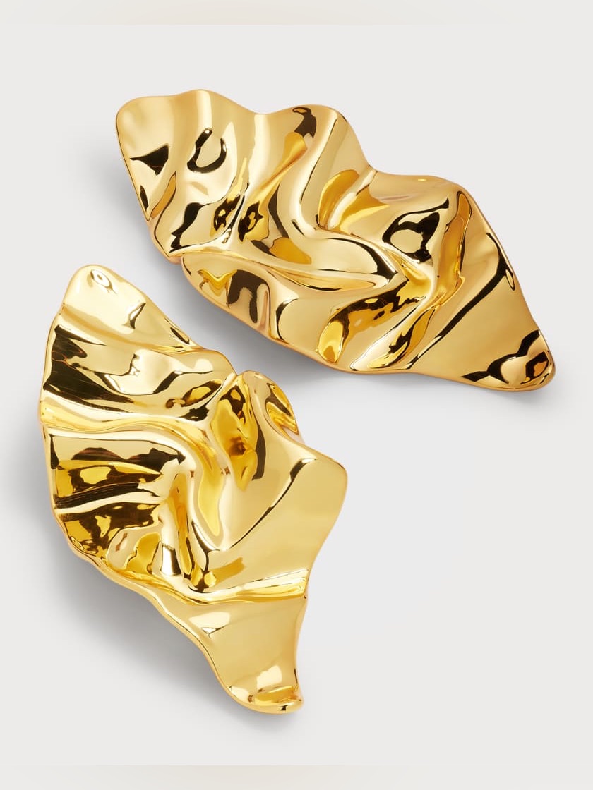Alexis Bittar Large Gold Crumpled Post Earrings